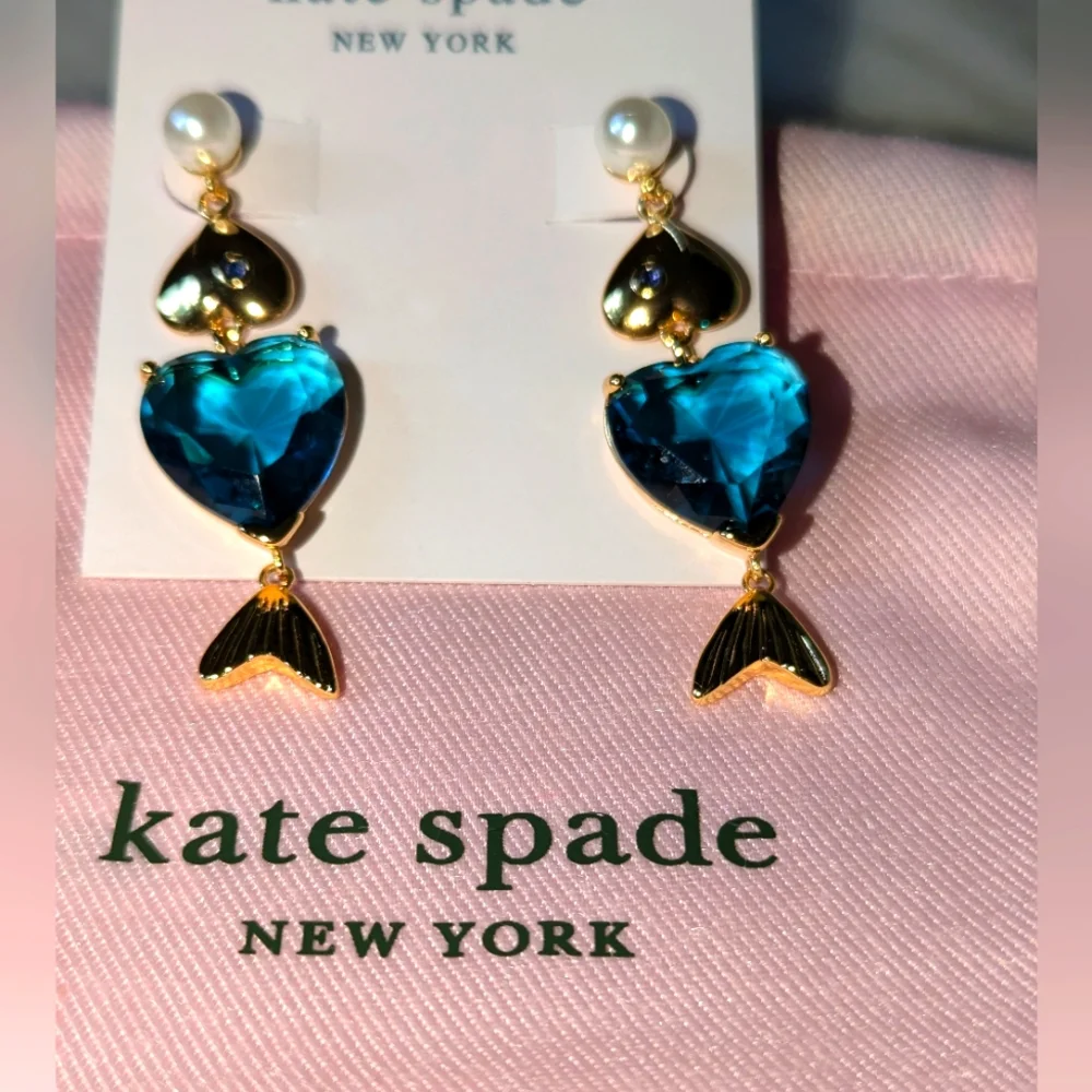 New Kate Spade What a Catch Fish Statement Earrings💙🐟💎